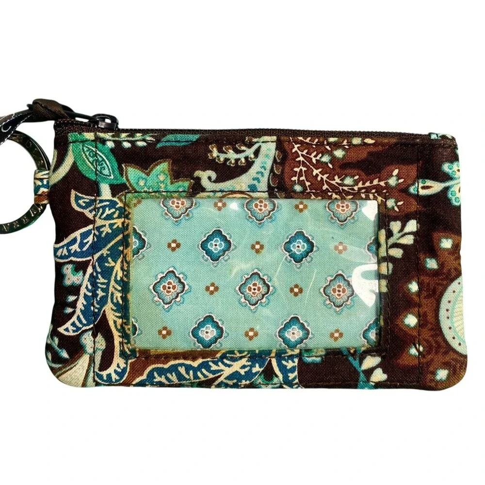 Vera Bradley Coin Purse Java Blue with Key Ring Photo ID Pocket - Picture 3 of 5